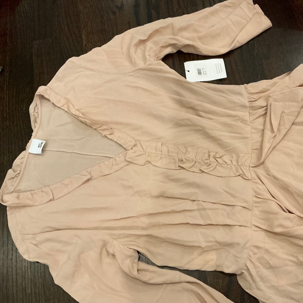 IRIS & INK PINK RUFFLED DRESS